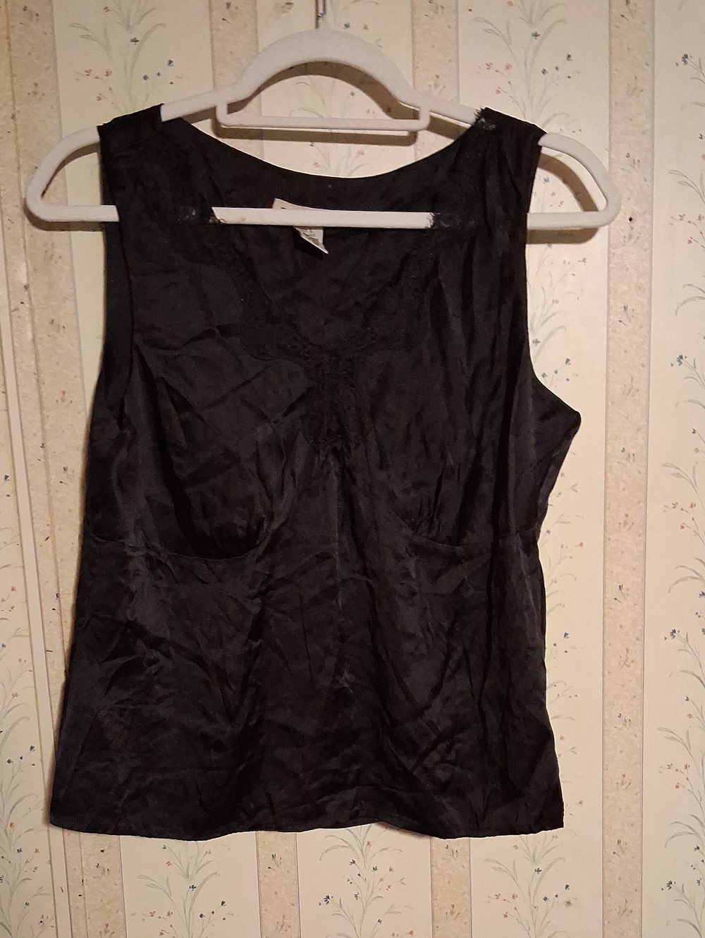 Notations Black Lace-Trim Sleeveless Camisole